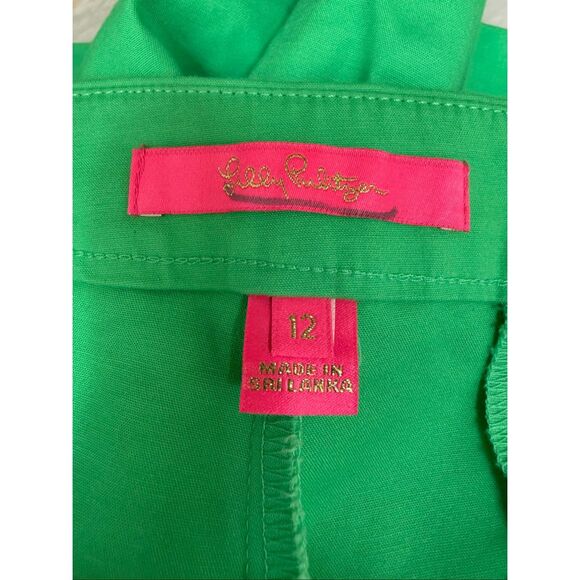 Lilly Pulitzer Green Alessi Stretch Short Side Zipper cotton stretch size 12 - Picture 3 of 6